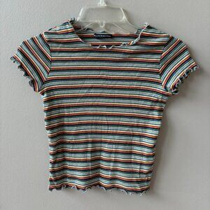 Brandy Melville ONE SIZE FITS MOST. striped stretchy baby tee
